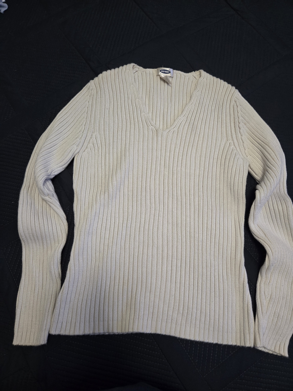 Old Navy Men's Ribbed V-Neck Sweater - Cream